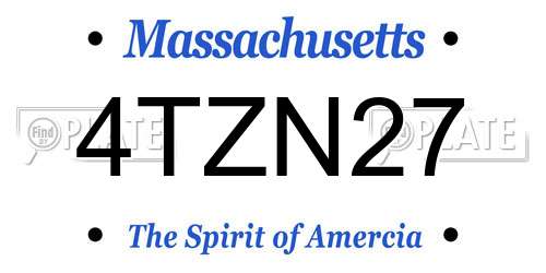 4TZN27 Massachusetts License Plate