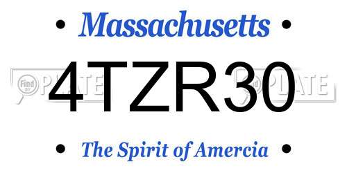 4TZR30 Massachusetts License Plate