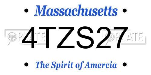 4TZS27 Massachusetts License Plate