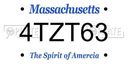 4TZT63 Massachusetts License Plate