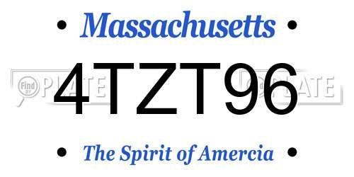 4TZT96 Massachusetts License Plate