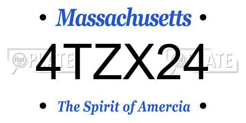 4TZX24 Massachusetts License Plate