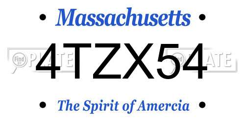 4TZX54 Massachusetts License Plate
