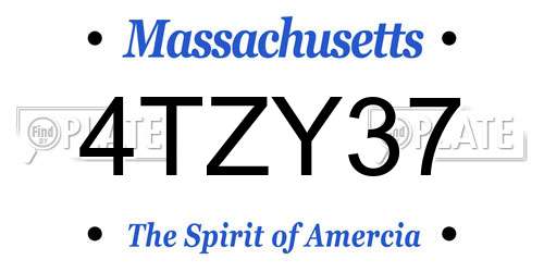4TZY37 Massachusetts License Plate