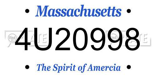 4U20998 Massachusetts License Plate