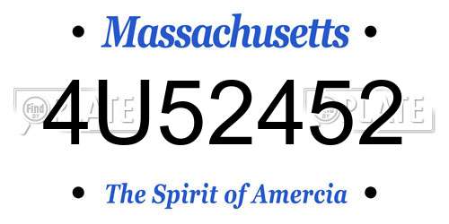 4U52452 Massachusetts License Plate