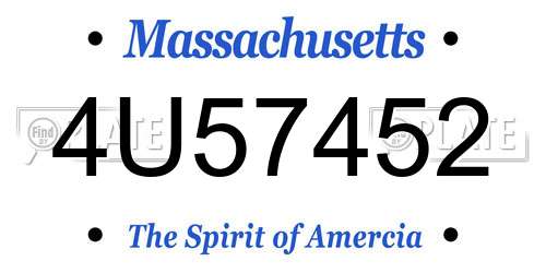 4U57452 Massachusetts License Plate