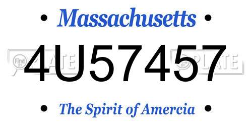 4U57457 Massachusetts License Plate