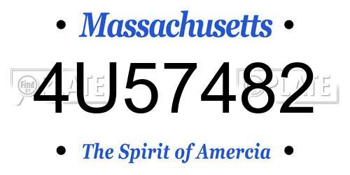 4U57482 Massachusetts License Plate