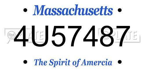4U57487 Massachusetts License Plate