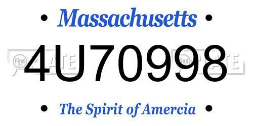 4U70998 Massachusetts License Plate