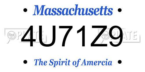4U71Z9 Massachusetts License Plate