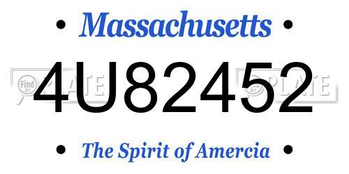 4U82452 Massachusetts License Plate