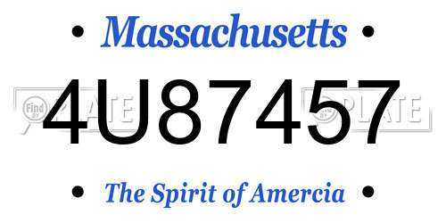 4U87457 Massachusetts License Plate