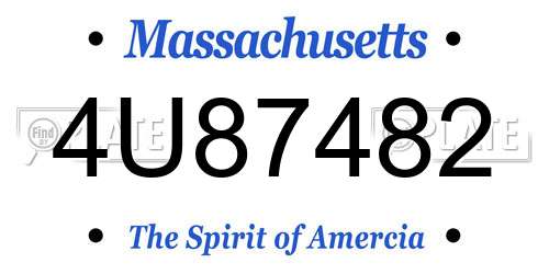 4U87482 Massachusetts License Plate