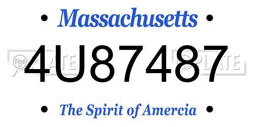 4U87487 Massachusetts License Plate