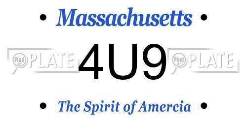 4U9 Massachusetts License Plate