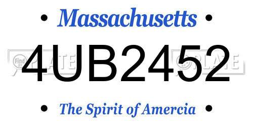 4UB2452 Massachusetts License Plate
