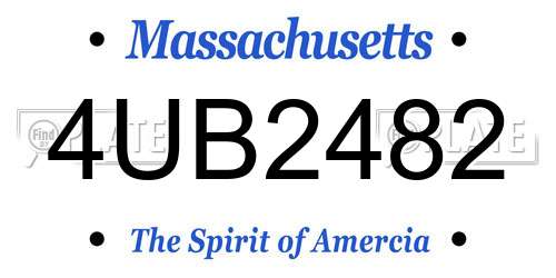 4UB2482 Massachusetts License Plate
