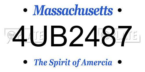 4UB2487 Massachusetts License Plate