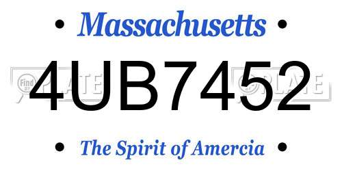 4UB7452 Massachusetts License Plate