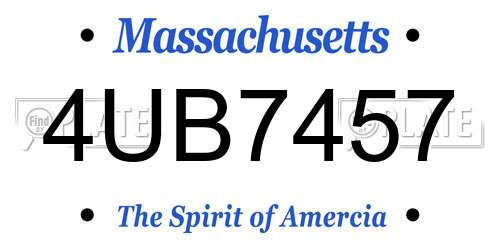 4UB7457 Massachusetts License Plate