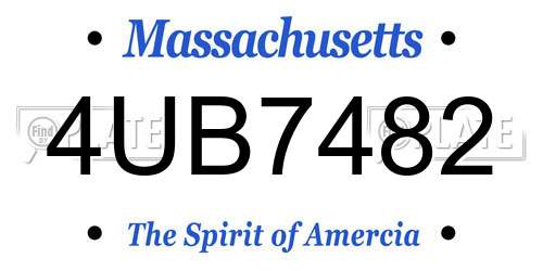 4UB7482 Massachusetts License Plate