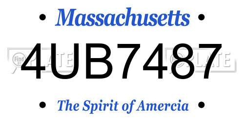4UB7487 Massachusetts License Plate