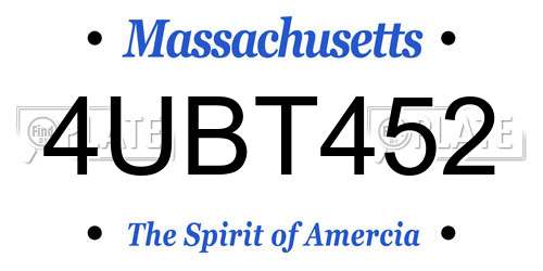 4UBT452 Massachusetts License Plate