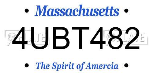4UBT482 Massachusetts License Plate