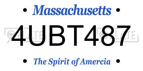 4UBT487 Massachusetts License Plate