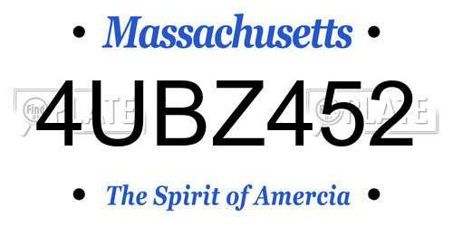 4UBZ452 Massachusetts License Plate