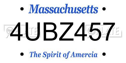 4UBZ457 Massachusetts License Plate