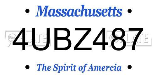 4UBZ487 Massachusetts License Plate