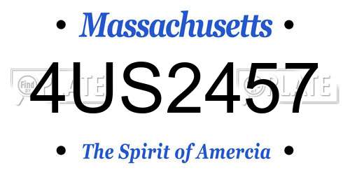 4US2457 Massachusetts License Plate