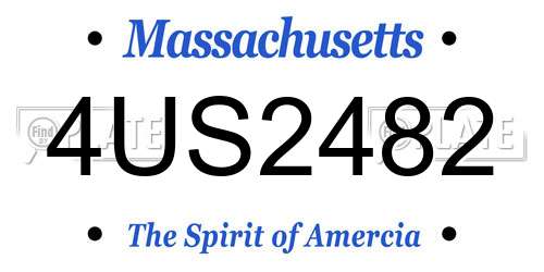 4US2482 Massachusetts License Plate