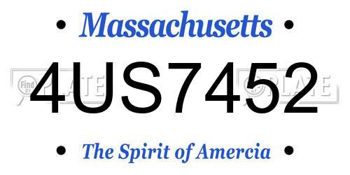 4US7452 Massachusetts License Plate