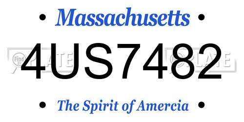 4US7482 Massachusetts License Plate