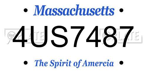 4US7487 Massachusetts License Plate