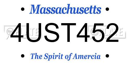 4UST452 Massachusetts License Plate