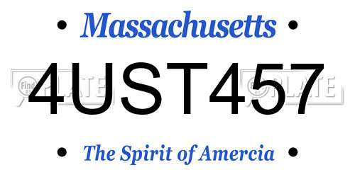 4UST457 Massachusetts License Plate
