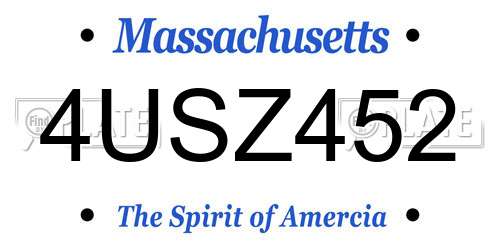 4USZ452 Massachusetts License Plate