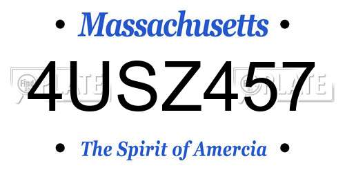 4USZ457 Massachusetts License Plate