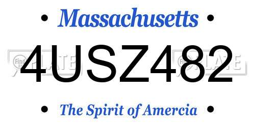 4USZ482 Massachusetts License Plate