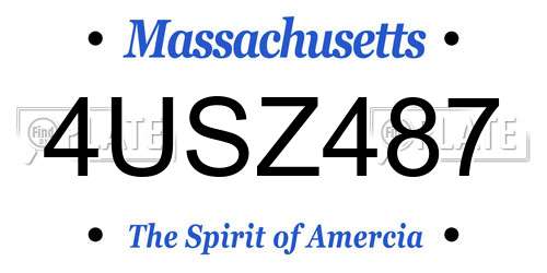 4USZ487 Massachusetts License Plate