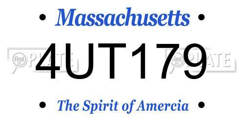 4UT179 Massachusetts License Plate