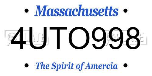4UTO998 Massachusetts License Plate