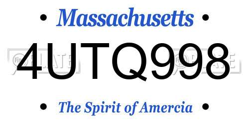 4UTQ998 Massachusetts License Plate
