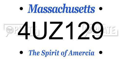 4UZ129 Massachusetts License Plate