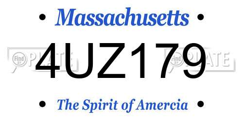 4UZ179 Massachusetts License Plate